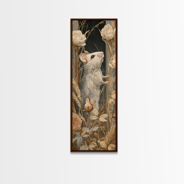 Mouse Ballerina in a Rose Garden Framed Canvas Print, Whimsical Art, Gallery Decor, Living Room Decor, Fine Art, Wonder, WHI-1x3-71