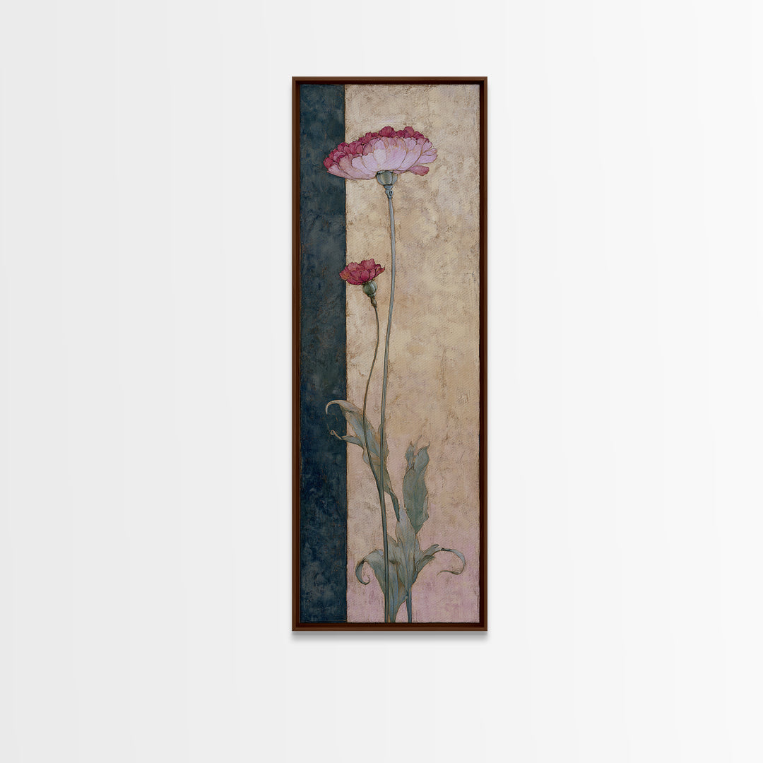 Robot Watering a Single Flower Canvas Print, Whimsical Art, Dark Academia Decor, Living Room Decor, Fine Art, Wonder, WHI-1x3-81