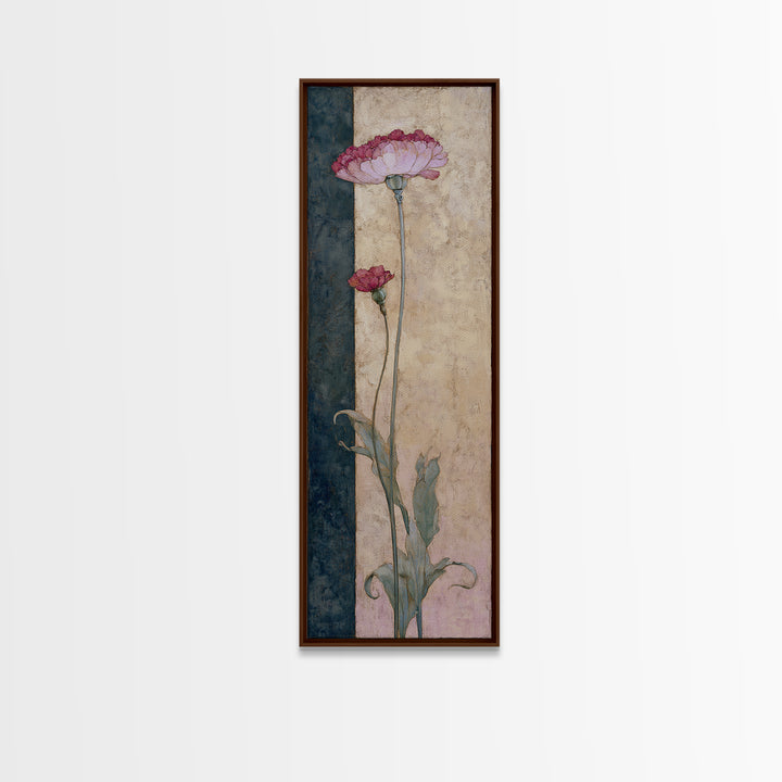 Robot Watering a Single Flower Canvas Print, Whimsical Art, Dark Academia Decor, Living Room Decor, Fine Art, Wonder, WHI-1x3-81