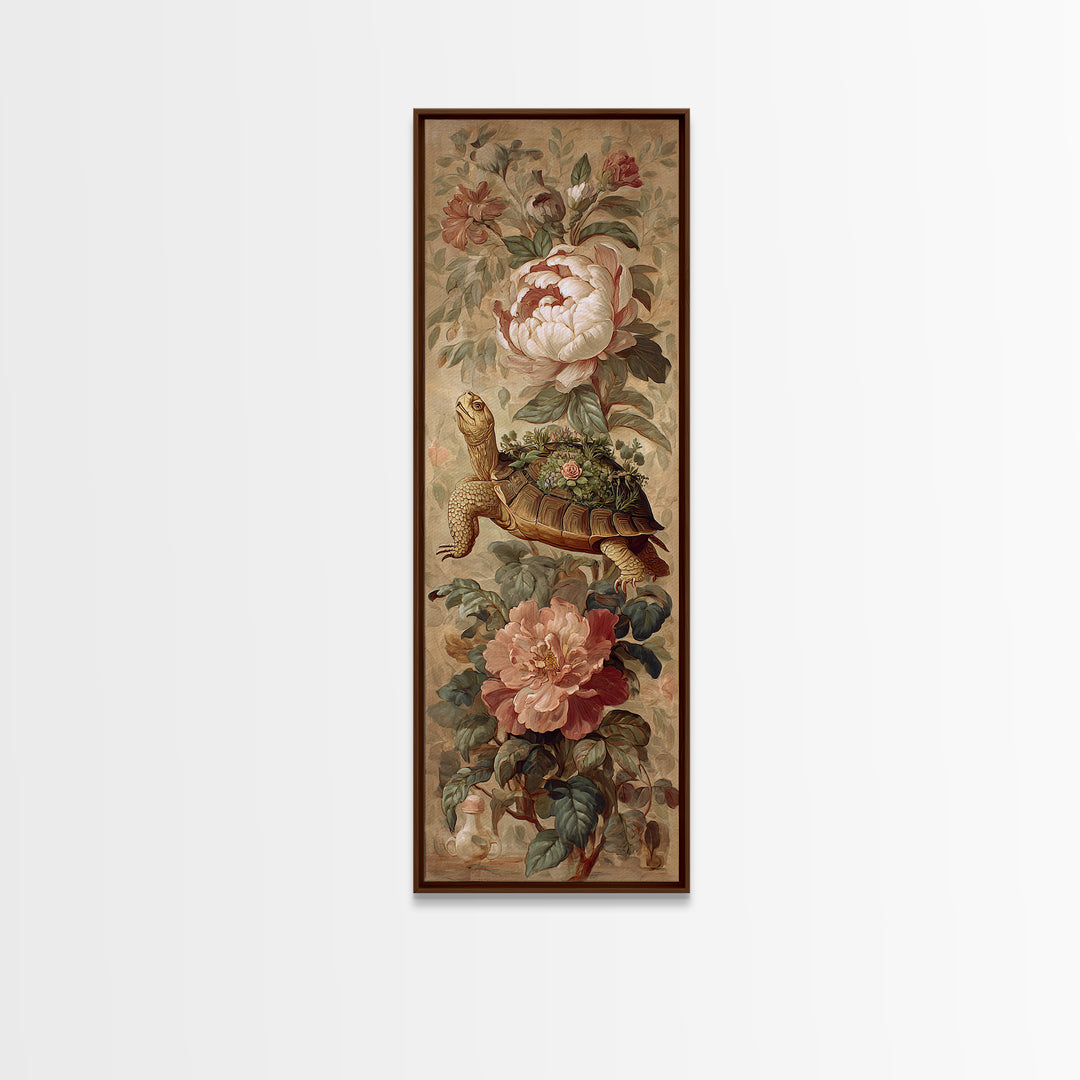 Turtle with Garden Growing on Shell Canvas Print, Whimsical Art, Boho Decor, Living Room Decor, Fine Art, Wonder, Digital Art, WHI-1x3-82