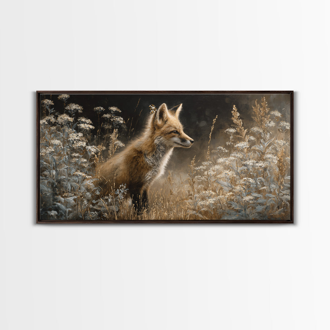 Fox Wearing a Tiny Crown Canvas Print, Whimsical Art, Printable Wall Art, Living Room Decor, Wonder, Abstract Wall Art, WHI-2x1-21