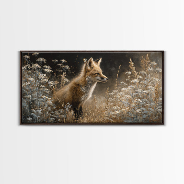 Fox Wearing a Tiny Crown Canvas Print, Whimsical Art, Printable Wall Art, Living Room Decor, Wonder, Abstract Wall Art, WHI-2x1-21