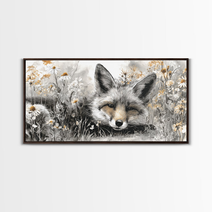 Fox Wearing a Tiny Crown Framed Canvas Print, Whimsical Art, Framed Wall Art, Living Room Decor, Oil Painting, Wonder, WHI-2x1-45
