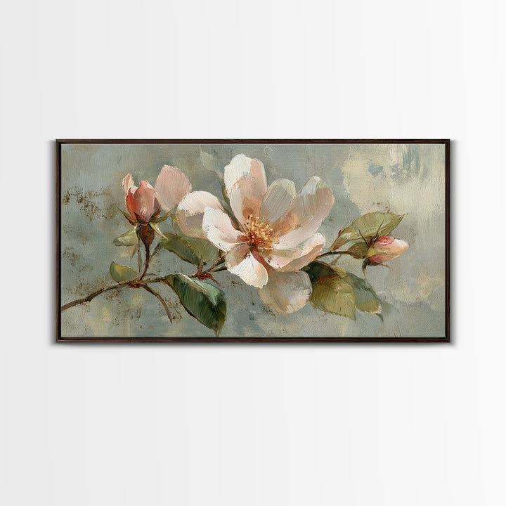 Robot Watering a Single Flower Framed Canvas Print, Whimsical Art, Art Nouveau, Living Room Decor, Wonder, Nursery Wall Decor, WHI-2x1-65