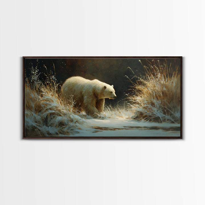 Bear Painting Stars Onto the Night Sky Canvas Print, Whimsical Art, Whimsical, Living Room Decor, Oil Painting, Wonder, WHI-2x1-77