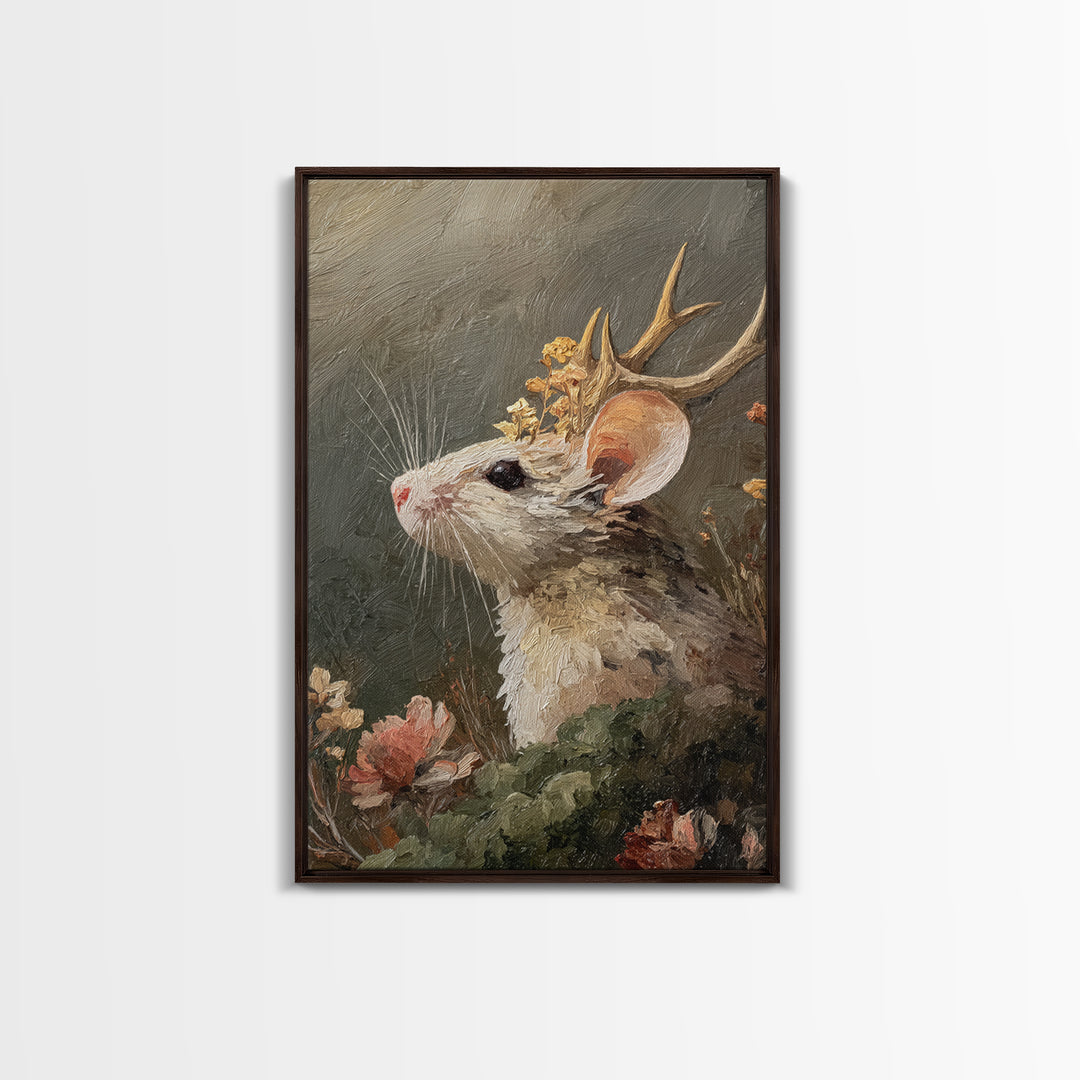 Mouse Ballerina in a Rose Garden Framed Canvas Print, Whimsical Art, Living Room Decor, Watercolor Art, Wonder, WHI-2x3-19