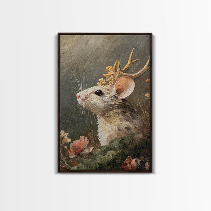 Mouse Ballerina in a Rose Garden Framed Canvas Print, Whimsical Art, Living Room Decor, Watercolor Art, Wonder, WHI-2x3-19