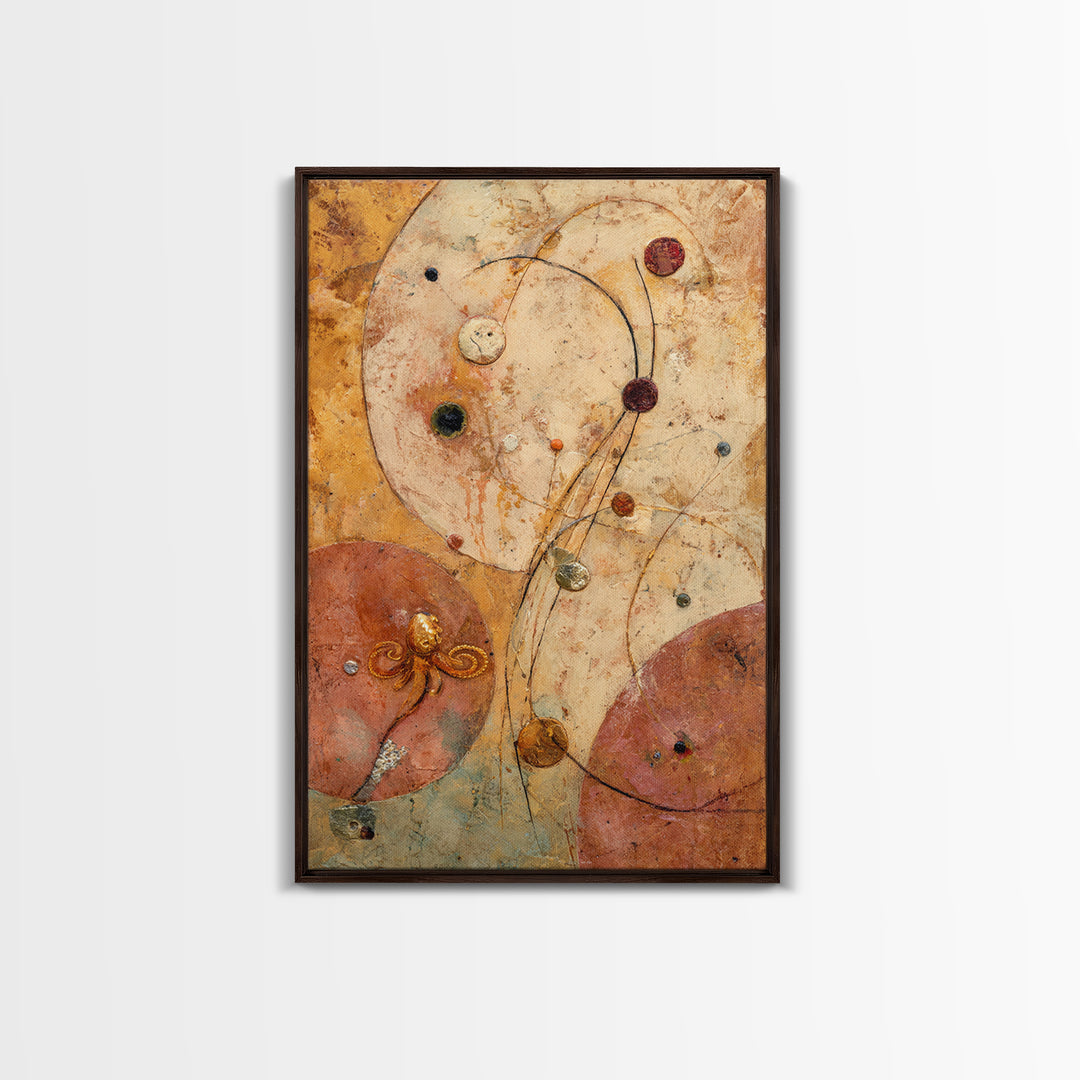 Octopus Conductor with Tiny Instruments Framed Canvas Print, Whimsical Art, Living Room Decor, Abstract Art, Wonder, WHI-2x3-26