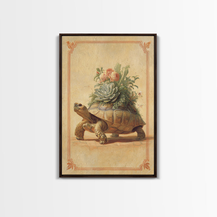 Turtle with Garden Growing on Shell Canvas Print, Whimsical Art, Art Print, Living Room Decor, Watercolor Art, Wonder, WHI-2x3-54