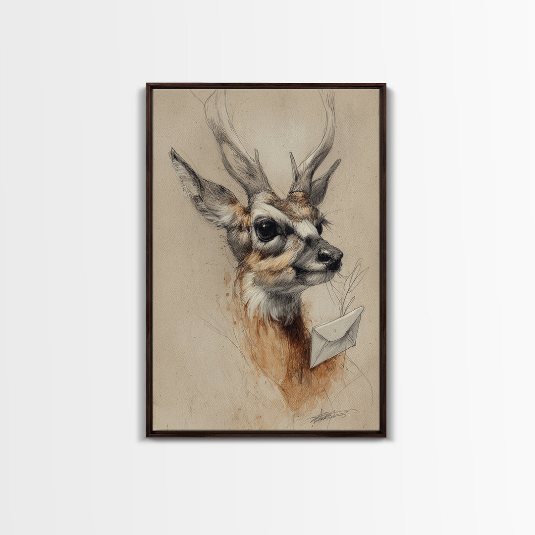Bird Delivering a Tiny Love Letter Canvas Print, Whimsical Art, Digital Print, Living Room Decor, Fine Art, Wonder, Bird Art, WHI-2x3-79