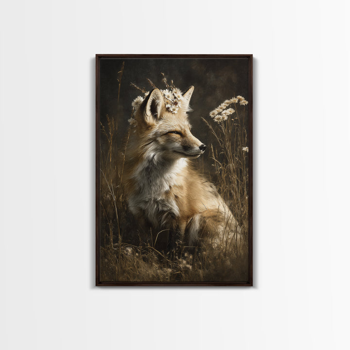 Fox Wearing a Tiny Crown Canvas Print, Whimsical Art, Dopamine Decor, Living Room Decor, Fine Art, Wonder, Fine Art Print, WHI-2x3-81