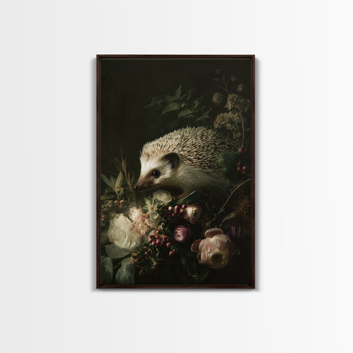 Hedgehog Carrying Wildflowers Canvas Print, Whimsical Art, Nursery Prints, Living Room Decor, Watercolor Art, Wonder, WHI-2x3-95