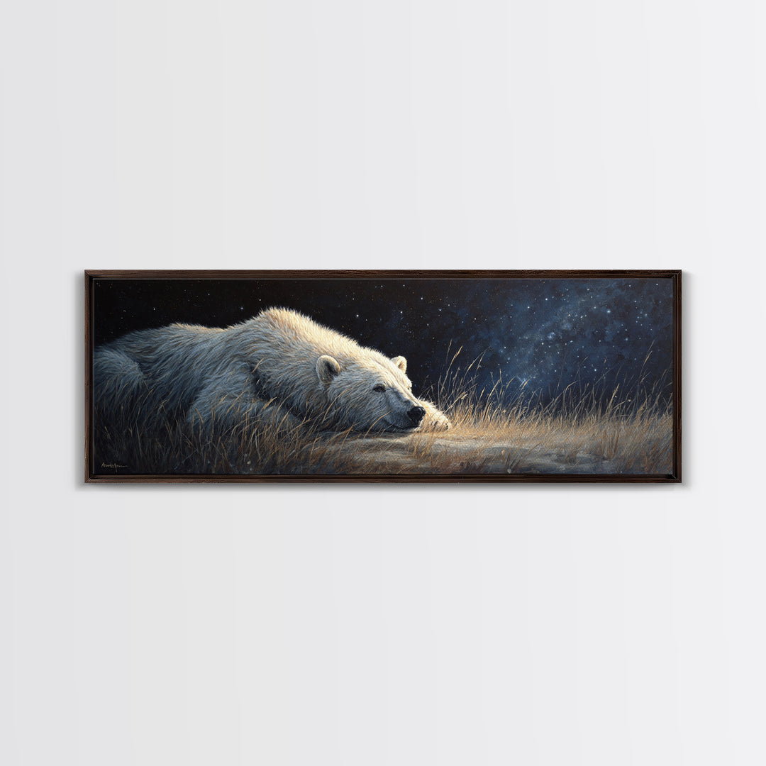 Bear Painting Stars Onto the Night Sky Canvas Print, Whimsical Art, Bird Art, Living Room Decor, Abstract Art, Wonder, WHI-3x1-49