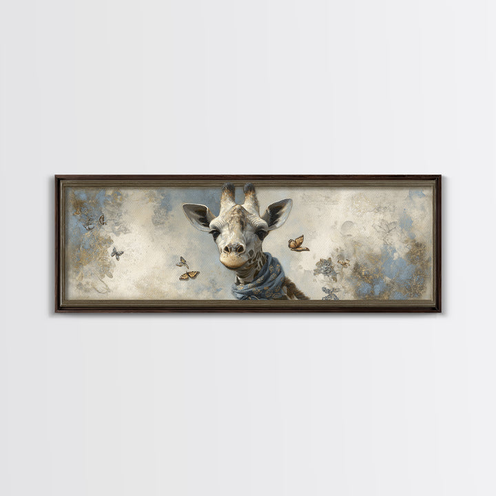 Giraffe with Scarf and Butterflies Canvas Print, Whimsical Art, Printable Art, Living Room Decor, Watercolor Art, Wonder, WHI-3x1-50