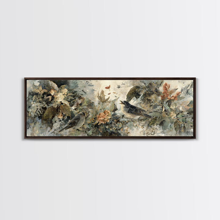 Bird Delivering a Tiny Love Letter Framed Canvas Print, Whimsical Art, Contemporary Art, Living Room Decor, Fine Art, Wonder, WHI-3x1-63