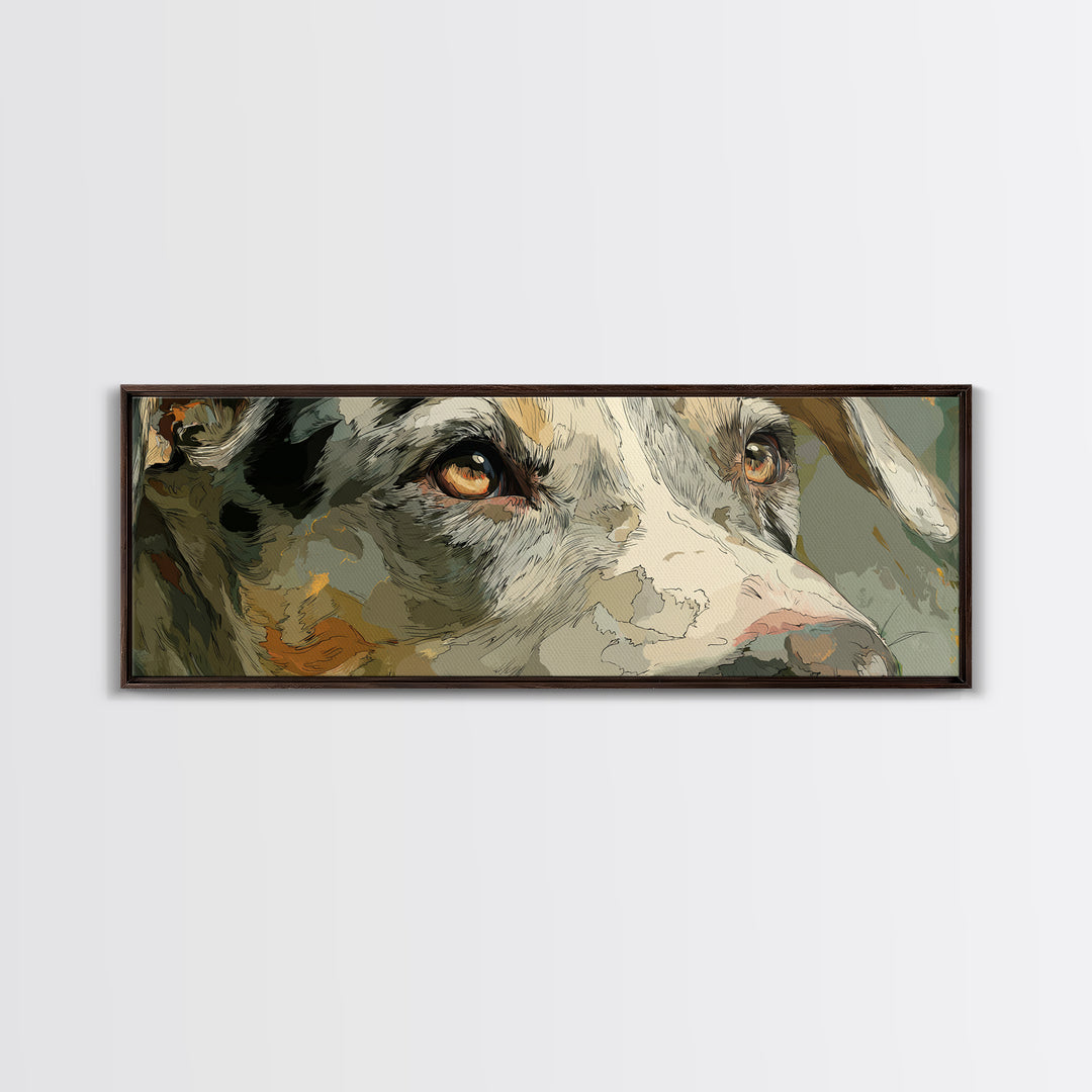 Dog in a Hot Air Balloon Canvas Print, Whimsical Art, Oil Painting, Living Room Decor, Fine Art, Wonder, Dark Academia Decor, WHI-3x1-78