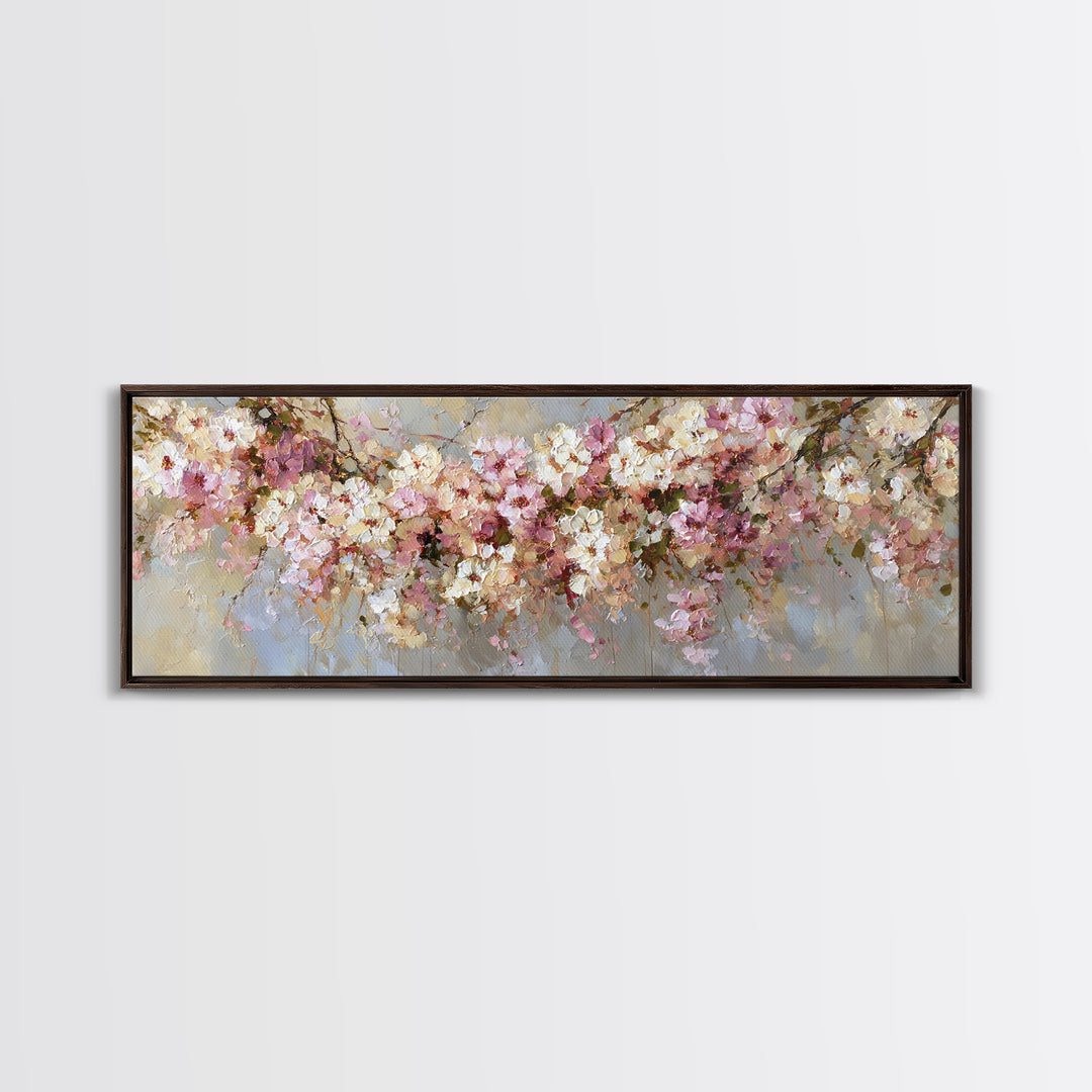 Magical Umbrella Raining Flowers Framed Canvas Print, Whimsical Art, Digital Art, Living Room Decor, Watercolor Art, Wonder, WHI-3x1-84