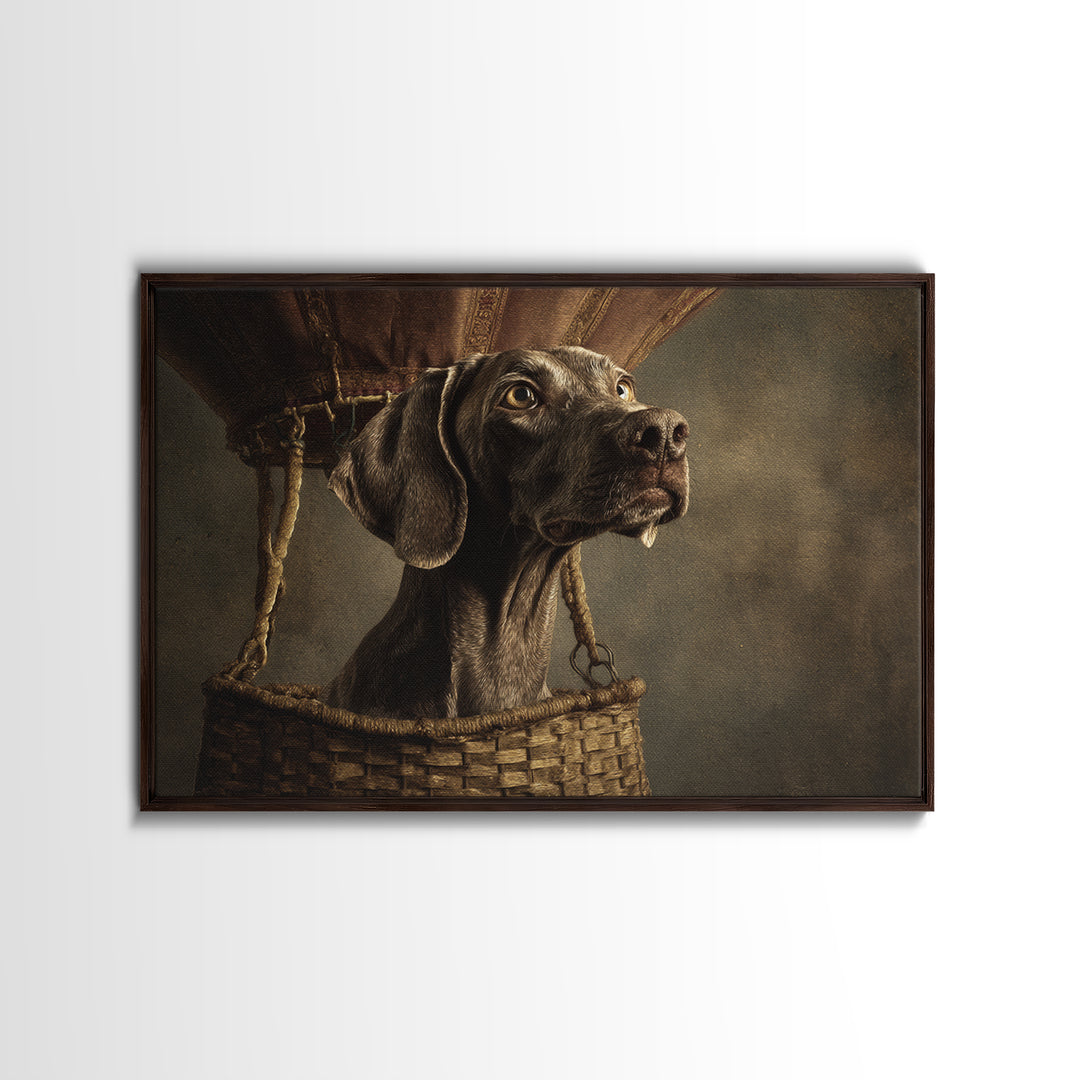 Dog in a Hot Air Balloon Canvas Print, Whimsical Art, Abstract Wall Art, Living Room Decor, Fine Art, Wonder, Neutral Decor, WHI-3x2-42