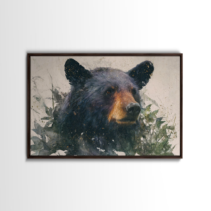 Bear Painting Stars Onto the Night Sky Canvas Print, Whimsical Art, Nursery Prints, Living Room Decor, Oil Painting, Wonder, WHI-3x2-61