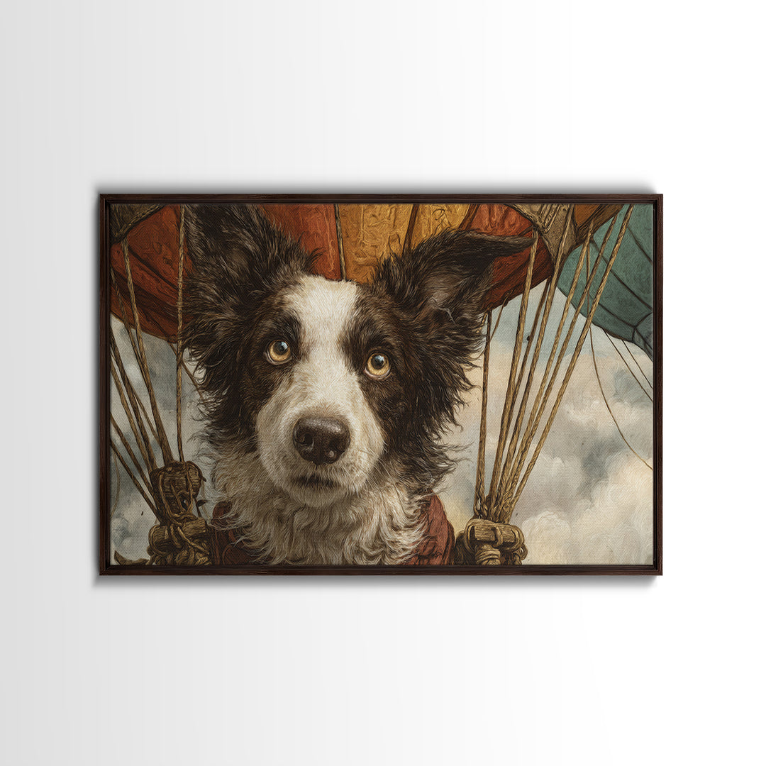 Dog in a Hot Air Balloon Canvas Print, Whimsical Art, Abstract Wall Art, Living Room Decor, Fine Art, Wonder, Neutral Decor, WHI-3x2-66