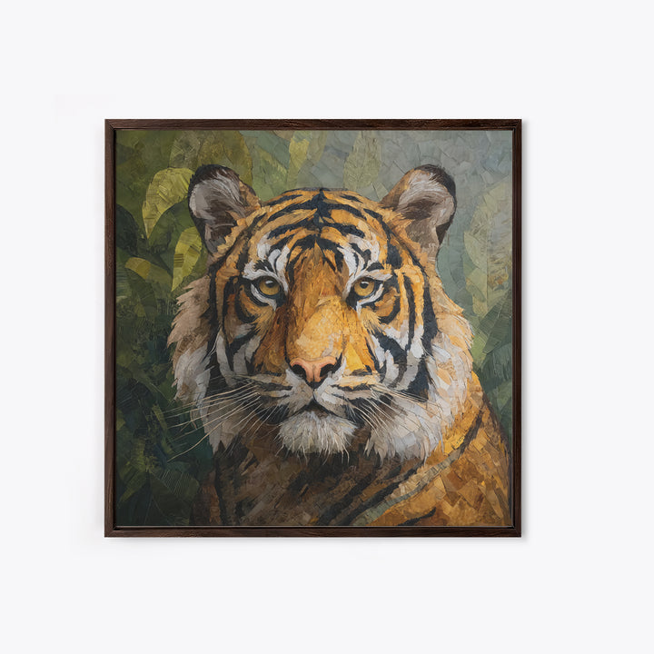 Tiger Portrait with Jungle Shadows Framed Canvas Print, Wildlife Art, Fine Art Print, Living Room Decor, Fine Art, Wild, WIL-1x1-53