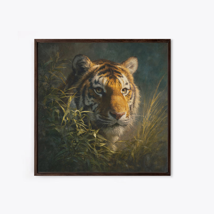 Tiger Portrait with Jungle Shadows Canvas Print, Wildlife Art, Room Decor, Living Room Decor, Fine Art, Wild, Large Wall Art, WIL-1x1-77