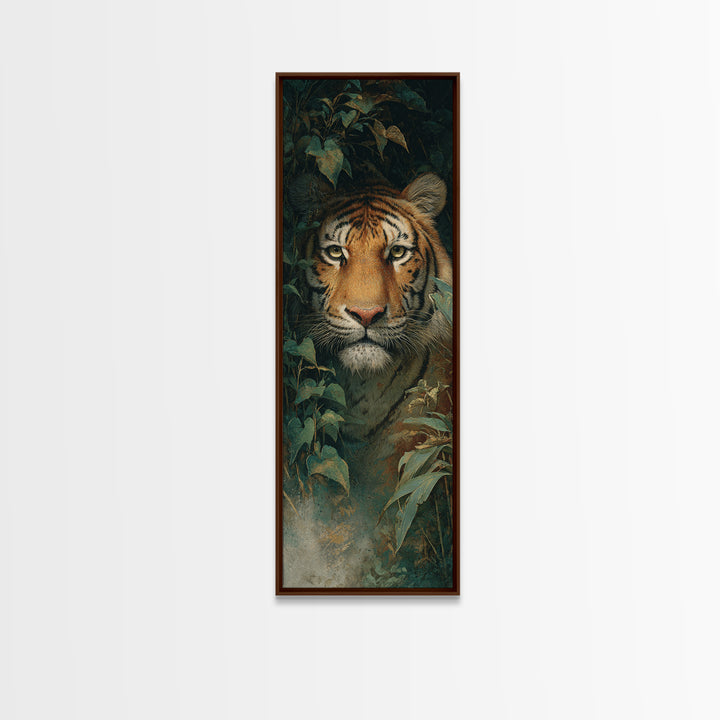 Tiger Portrait with Jungle Shadows Canvas Print, Wildlife Art, Room Decor, Living Room Decor, Fine Art, Wild, Large Wall Art, WIL-1x3-17