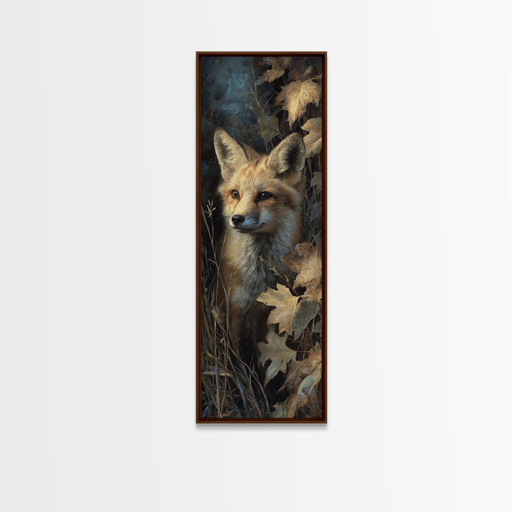 Fox in Autumn Forest Leaves Canvas Print, Wildlife Art, Gallery Decor, Living Room Decor, Fine Art, Wild, Contemporary Art, WIL-1x3-21