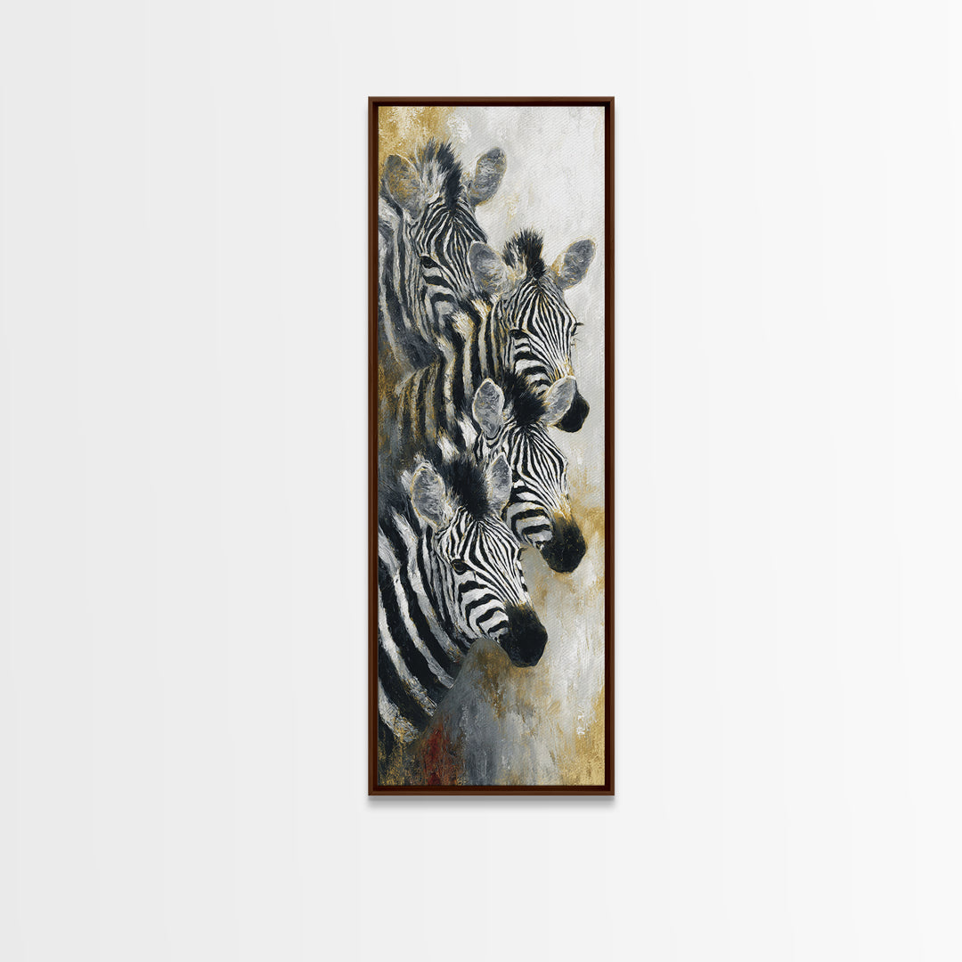 Zebra Herd in Graphic Black and White Canvas Print, Wildlife Art, Wall Decor, Living Room Decor, Wild, Living Room Wall Art, WIL-1x3-23