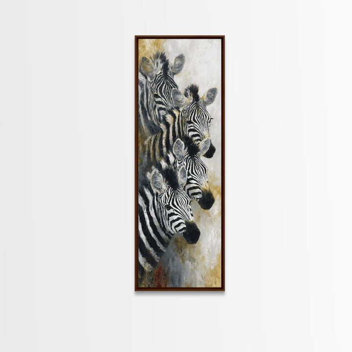 Zebra Herd in Graphic Black and White Canvas Print, Wildlife Art, Wall Decor, Living Room Decor, Wild, Living Room Wall Art, WIL-1x3-23