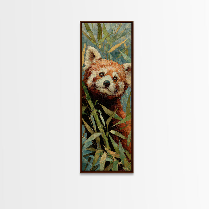Red Panda Among Bamboo Leaves Canvas Print, Wildlife Art, Large Wall Art, Living Room Decor, Fine Art, Wild, Landscape Art, WIL-1x3-56