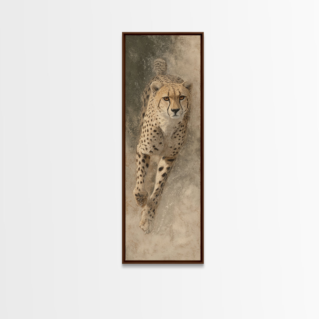 Cheetah Running Through Warm Dust Canvas Print, Wildlife Art, Fine Art Print, Living Room Decor, Abstract Art, Wild, Wall Decor, WIL-1x3-57