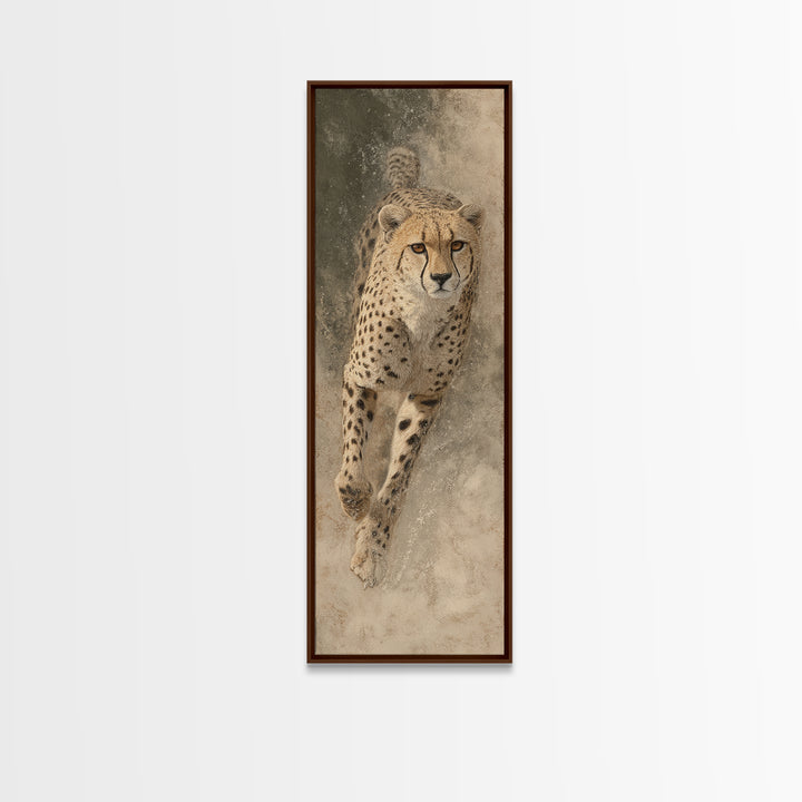 Cheetah Running Through Warm Dust Canvas Print, Wildlife Art, Fine Art Print, Living Room Decor, Abstract Art, Wild, Wall Decor, WIL-1x3-57