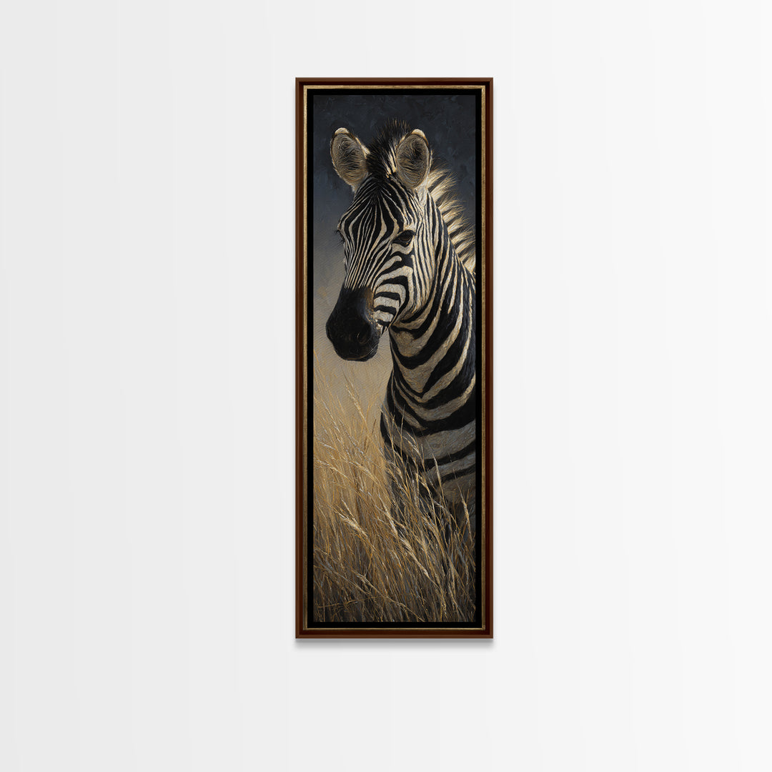 Zebra Herd in Graphic Black and White Framed Canvas Print, Wildlife Art, Landscape Art, Living Room Decor, Fine Art, Wild, WIL-1x3-71