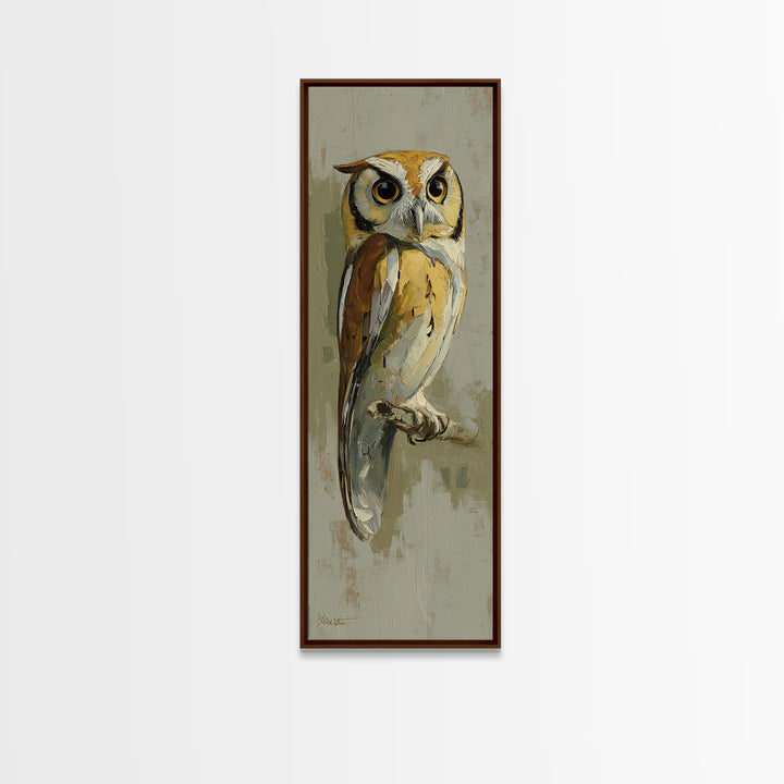Owl Perched in Moonlit Woodland Canvas Print, Wildlife Art, Wall Art Print, Living Room Decor, Fine Art, Wild, Canvas Painting, WIL-1x3-72