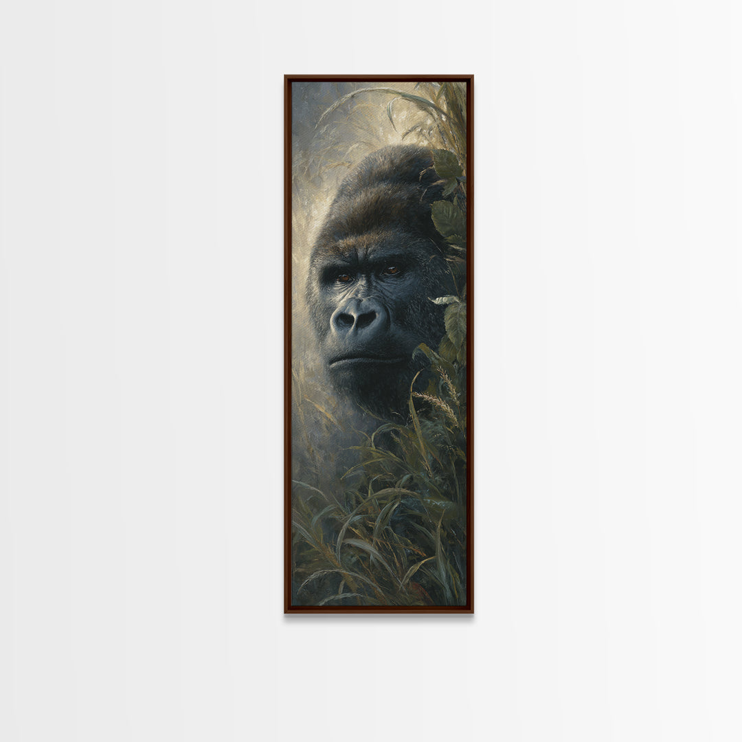 Gorilla Portrait with Powerful Gaze Canvas Print, Wildlife Art, Art Print, Living Room Decor, Fine Art, Wild, Digital Wall Art, WIL-1x3-77