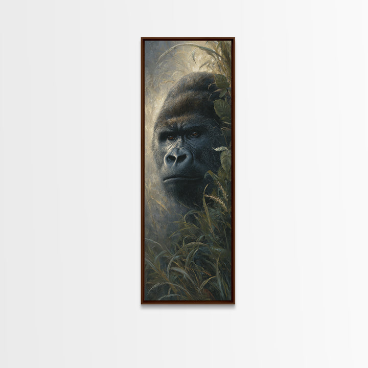 Gorilla Portrait with Powerful Gaze Canvas Print, Wildlife Art, Art Print, Living Room Decor, Fine Art, Wild, Digital Wall Art, WIL-1x3-77