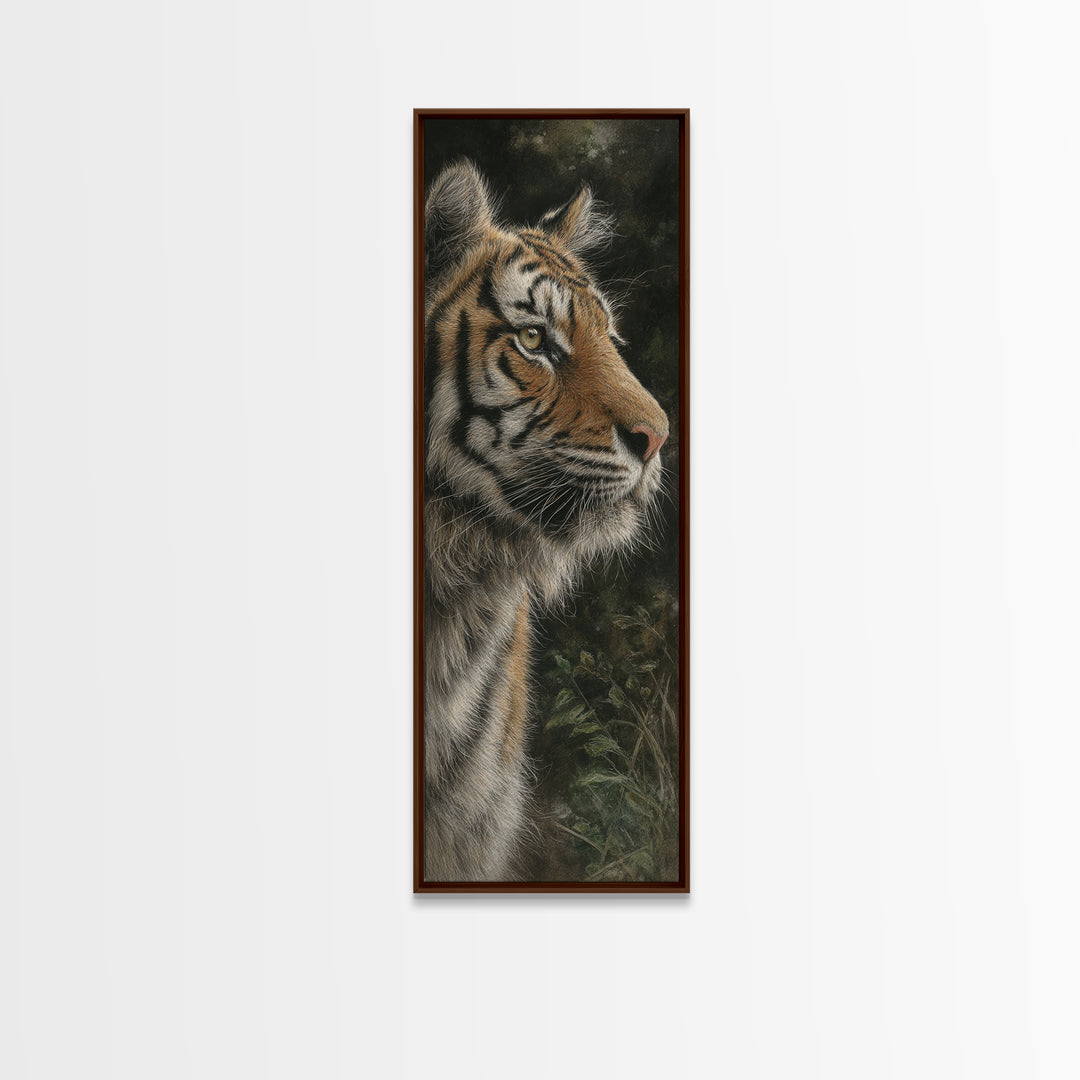 Tiger Portrait with Jungle Shadows Canvas Print, Wildlife Art, Landscape Art, Living Room Decor, Fine Art, Wild, Modern Decor, WIL-1x3-89