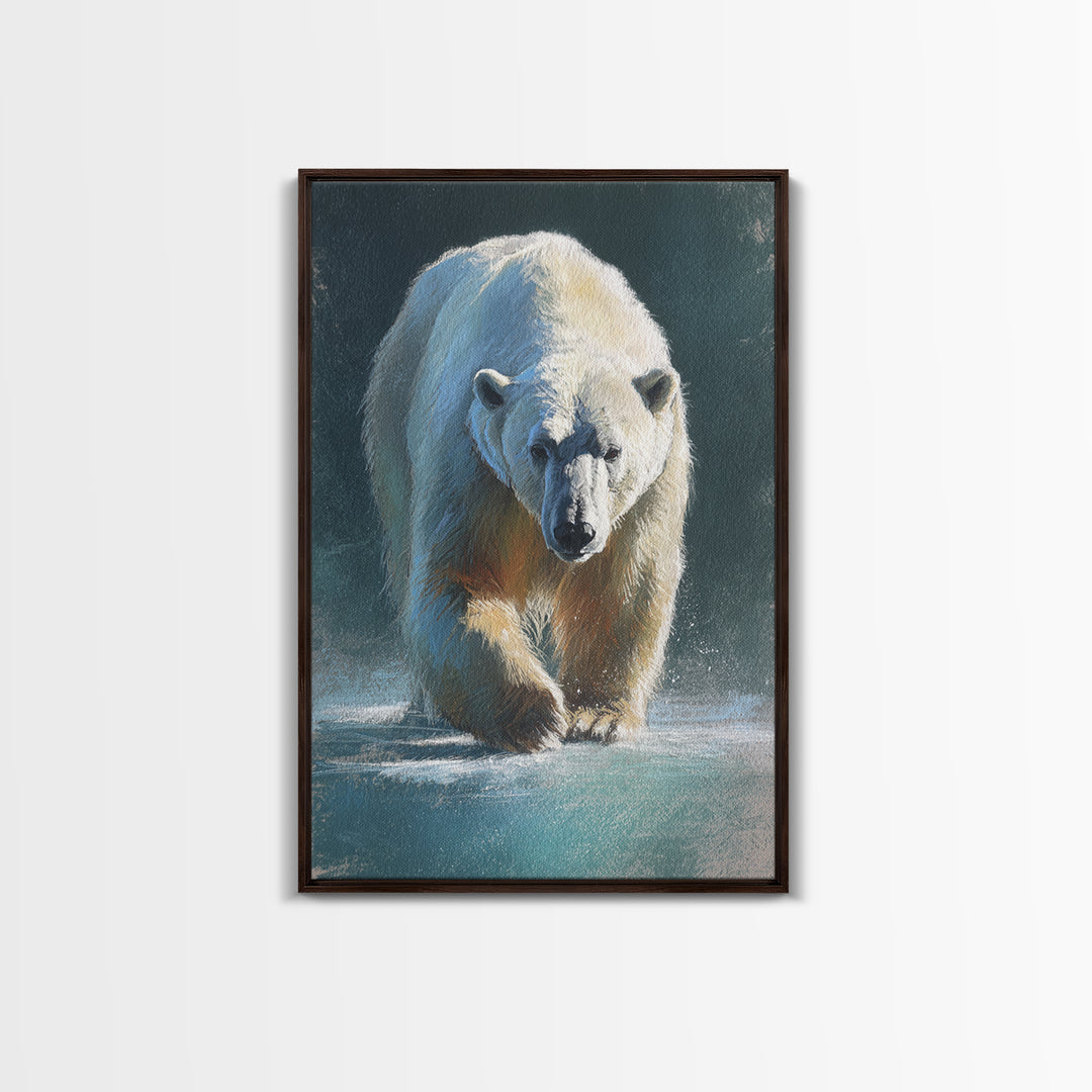 Polar Bear Crossing Blue Ice Canvas Print, Wildlife Art, Art Print, Living Room Decor, Fine Art, Wild, Digital Wall Art, WIL-2x3-23
