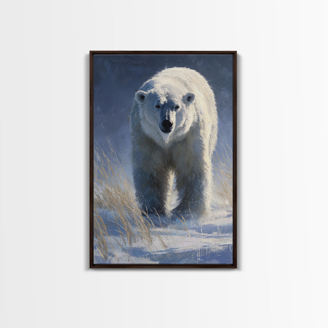 Polar Bear Crossing Blue Ice Canvas Print, Wildlife Art, Oil Painting, Living Room Decor, Fine Art, Wild, Bedroom Wall Art, WIL-2x3-71