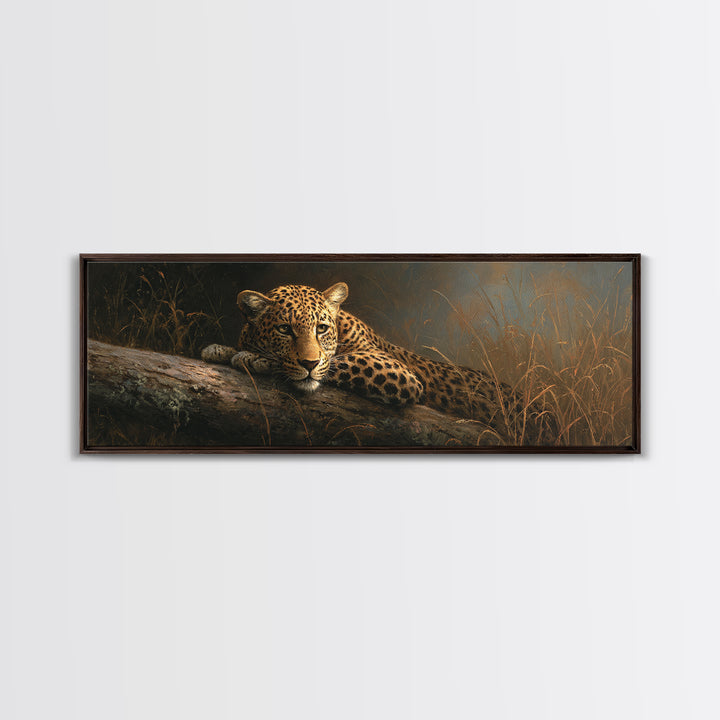 Leopard Resting on Tree Branch Canvas Print, Wildlife Art, Wall Art, Living Room Decor, Watercolor Art, Wild, Modern Wall Art, WIL-3x1-30
