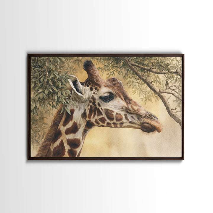 Giraffe Pair under Acacia Tree Canvas Print, Wildlife Art, Leopard Wall Art, Living Room Decor, Fine Art, Wild, Fine Art Print, WIL-3x2-11
