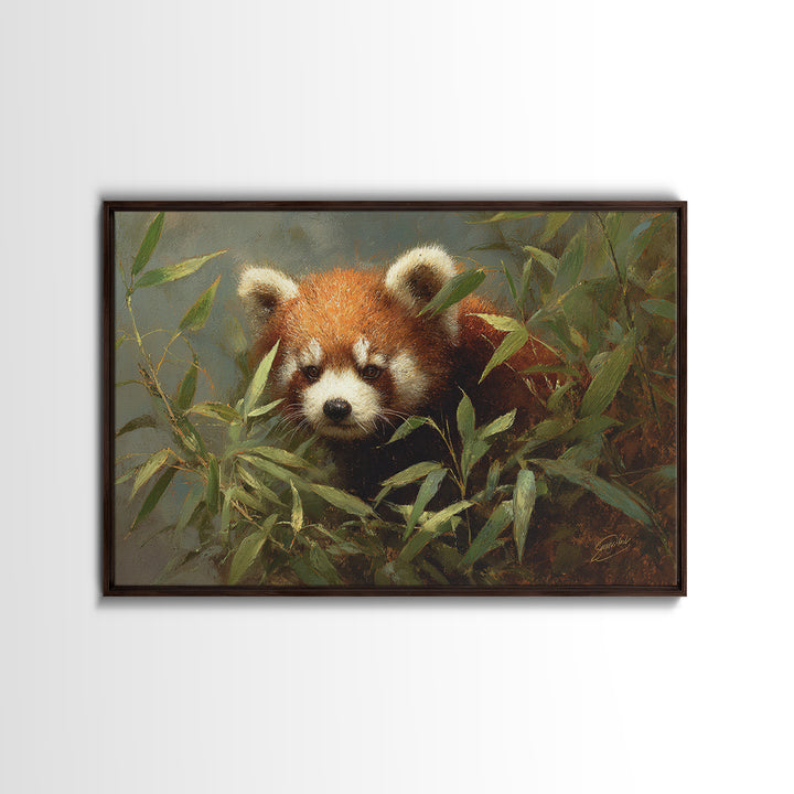 Red Panda Among Bamboo Leaves Canvas Print, Wildlife Art, Modern Decor, Living Room Decor, Fine Art, Wild, Home Decor, WIL-3x2-72