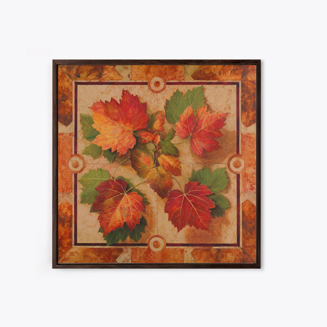 Vine Leaves Turning Autumn Red and Gold Framed Canvas Print, Winery Art, Framed Art, Winery Decor, Fine Art, Vineyard, WIN-1x1-11