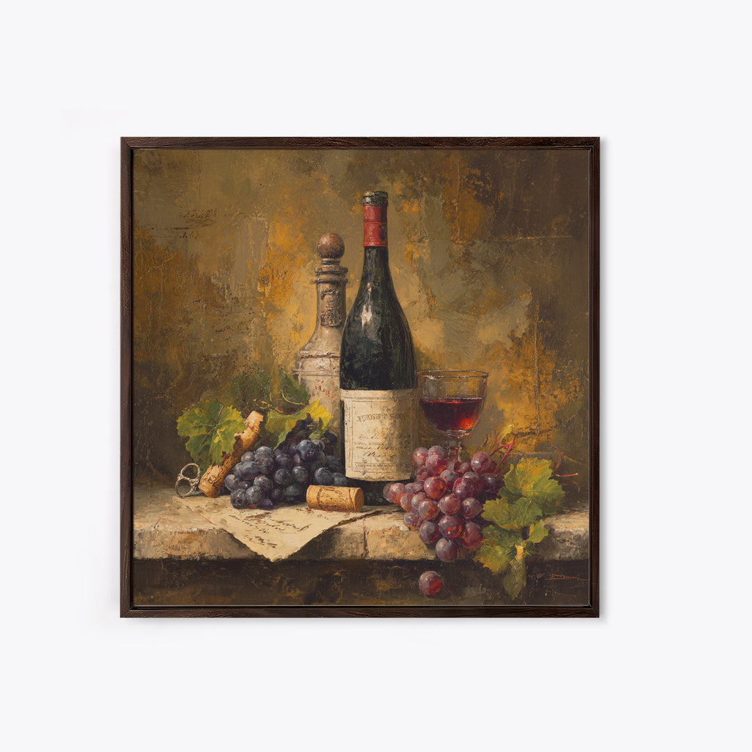 Old Cellar Key and Wine Label Shapes Framed Canvas Print, Winery Art, Wall Decor, Winery Decor, Fine Art, Vineyard, Kitchen Art, WIN-1x1-12
