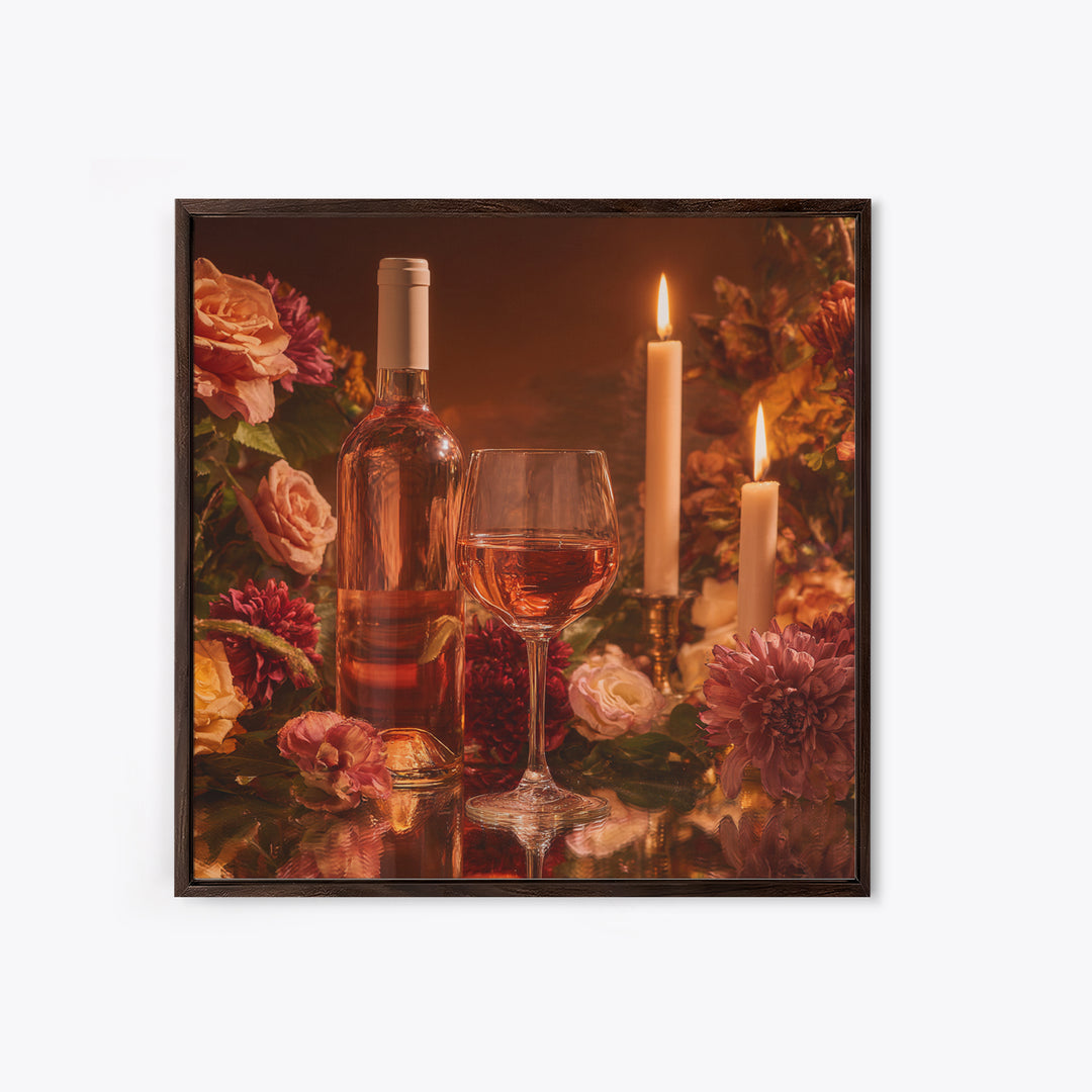 Ros Glass Beside Summer Flowers Canvas Print, Winery Art, Matisse Print, Winery Decor, Fine Art, Vineyard, Luxury Decor, WIN-1x1-14