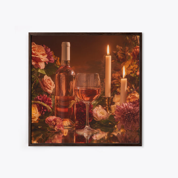 Ros Glass Beside Summer Flowers Canvas Print, Winery Art, Matisse Print, Winery Decor, Fine Art, Vineyard, Luxury Decor, WIN-1x1-14