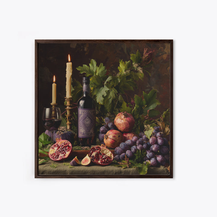 Pomegranate Figs and Red Wine Composition Canvas Print, Winery Art, Gallery Decor, Winery Decor, Fine Art, Vineyard, Wall Art, WIN-1x1-17