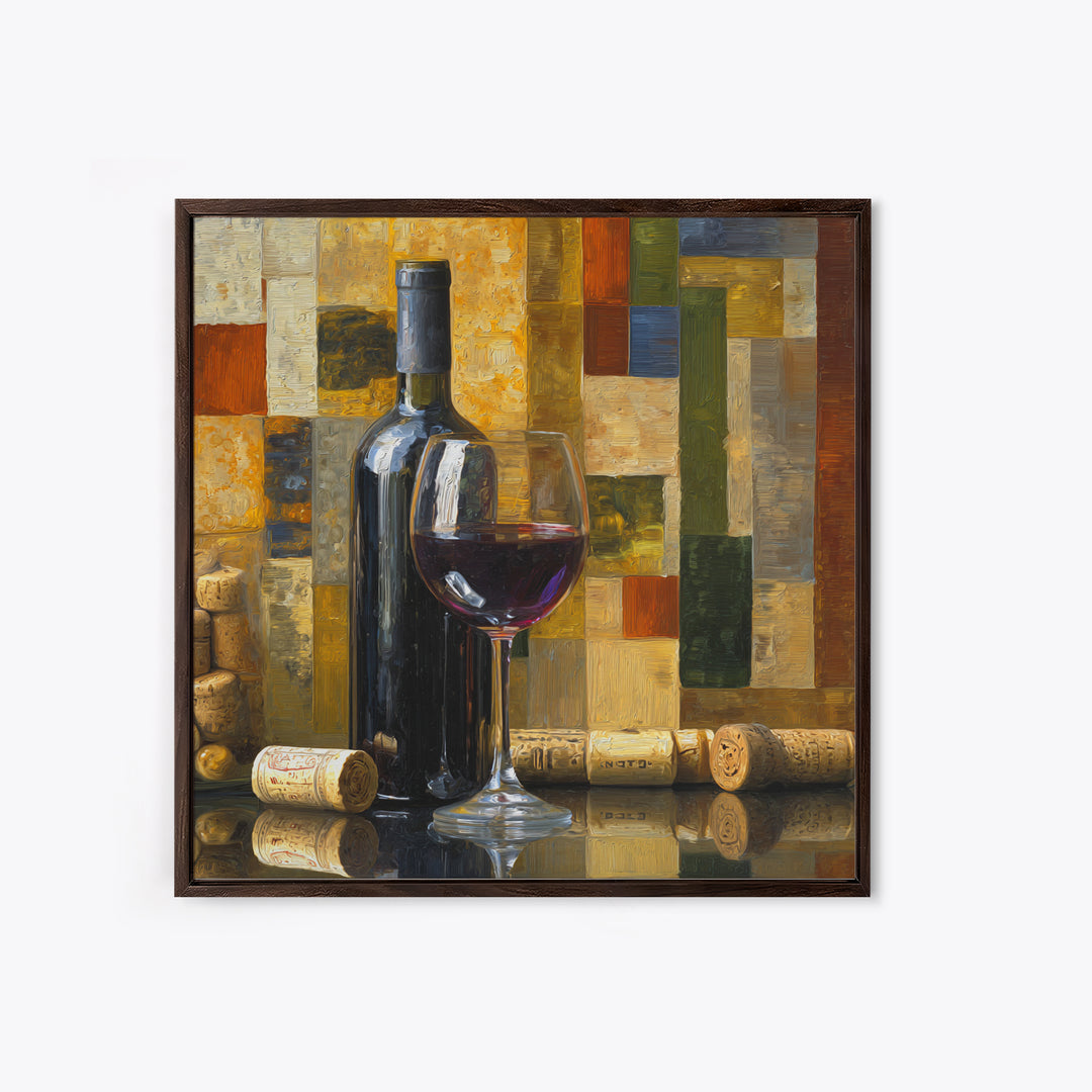Corks Arranged as Geometric Pattern Canvas Print, Winery Art, Retro Wall Art, Winery Decor, Abstract Art, Vineyard, WIN-1x1-18