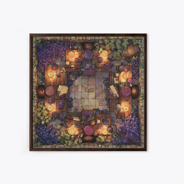 Wine Barrel with Lavender and Sunlight Canvas Print, Winery Art, Travel Poster, Winery Decor, Oil Painting, Vineyard, WIN-1x1-30